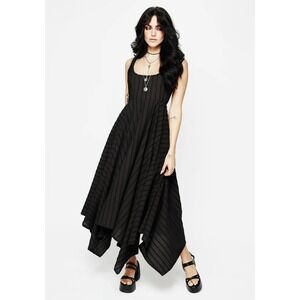 NWT Disturbia Blythe Handkerchief Hem Midaxi Dress Black Cotton whimsigoth 10